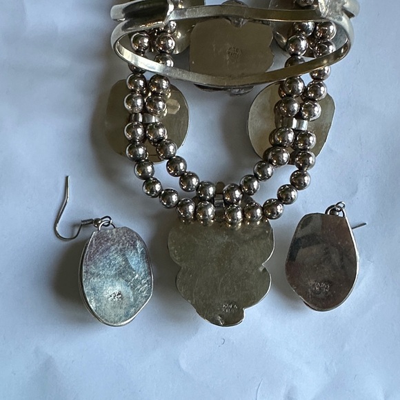 vintage Turquoise and Silver Jewelry Set native blossom costume jewelry - Picture 13 of 17